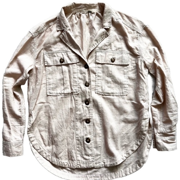 Free People Tops - FREE PEOPLE OVERSIZED LINEN BLEND LIGHT PINK BUTTON DOWN SIZE XS MINIMALIST